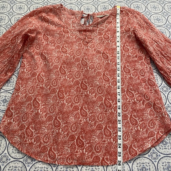 World Market paisley boho v-neck summer blouse, pink - Picture 4 of 9